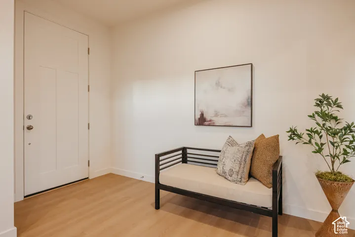 White interior door with metal hardware