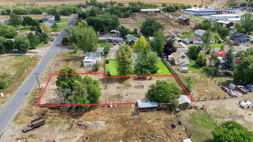 Expansive lot featuring mature trees, a small outbuilding, and direct road frontage