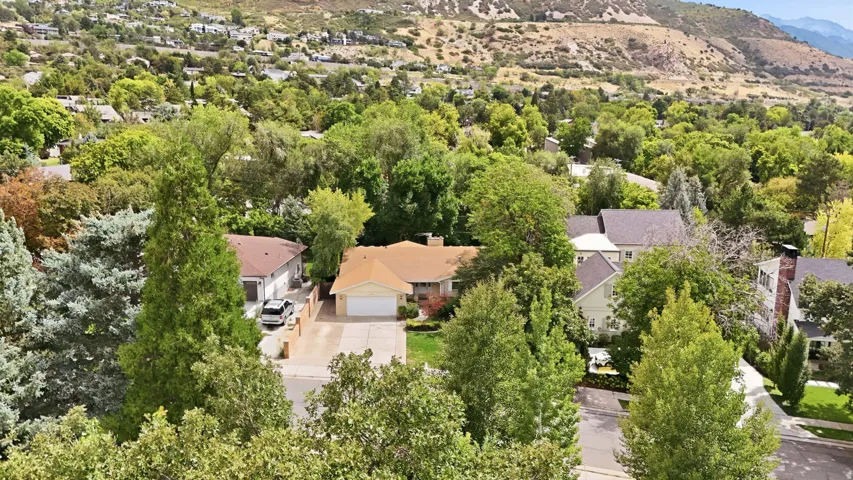 Single-story residence with an attached two-car garage, concrete driveway, and mature landscaping