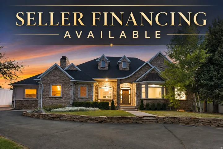 Real Estate Marketing Image. Displaying a property with an overlay indicating seller financing options