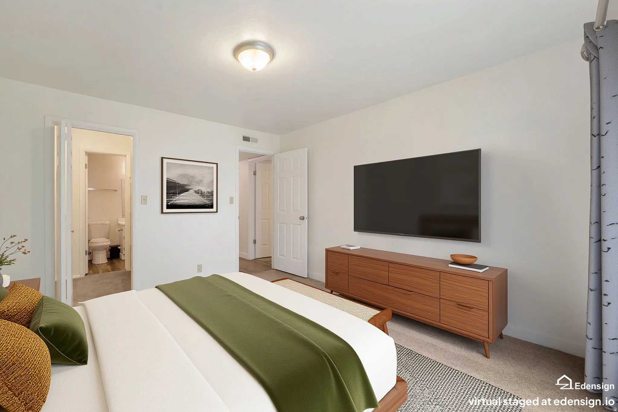 Bedroom 2. Virtually staged. En-suite bathroom and walk-in closet.