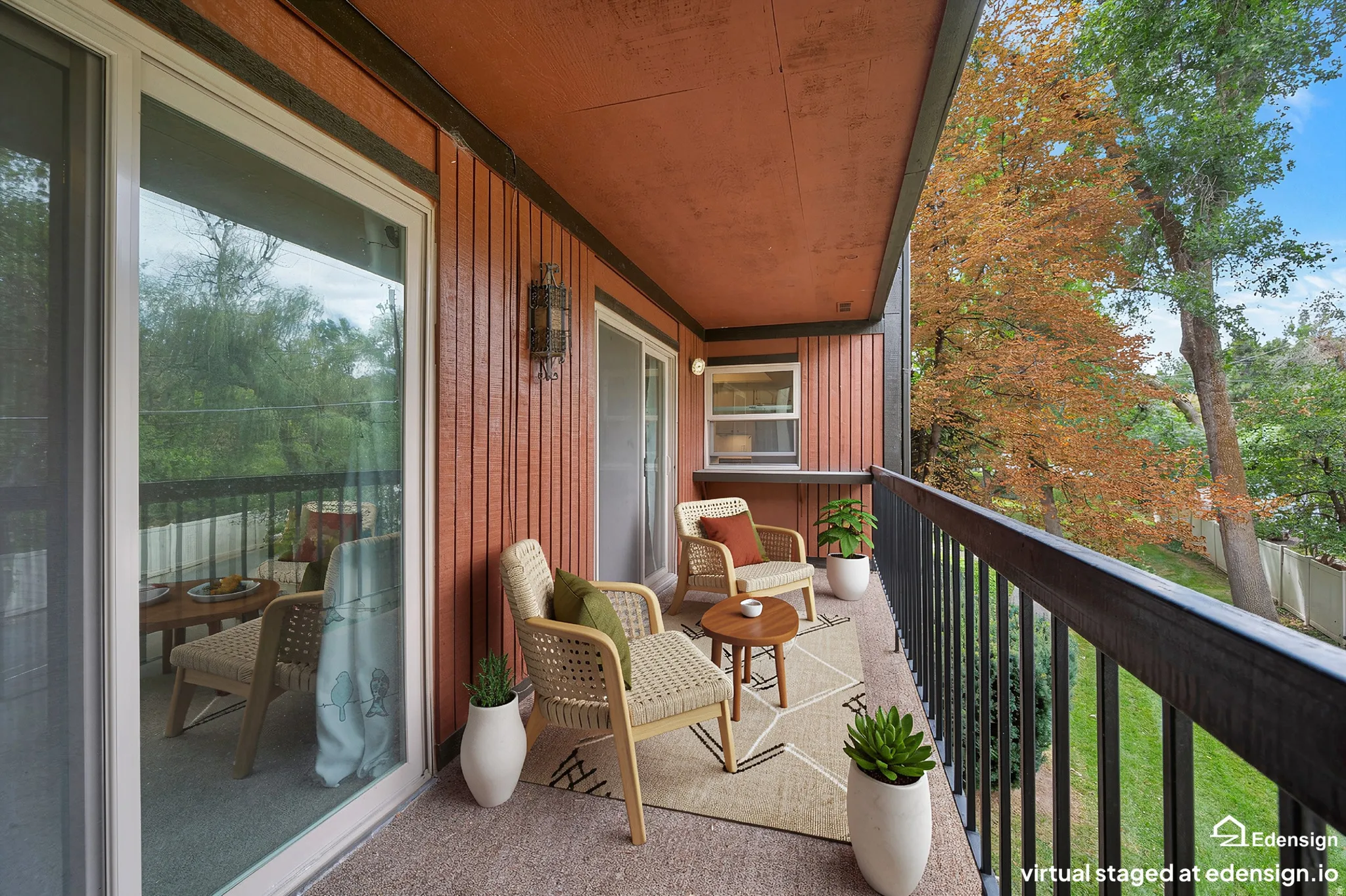 Private balcony. Virtually staged.