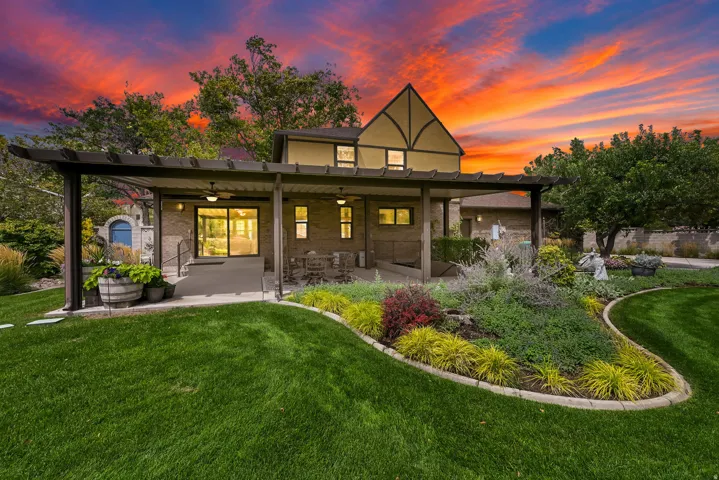 Expansive lawn with integrated landscaping