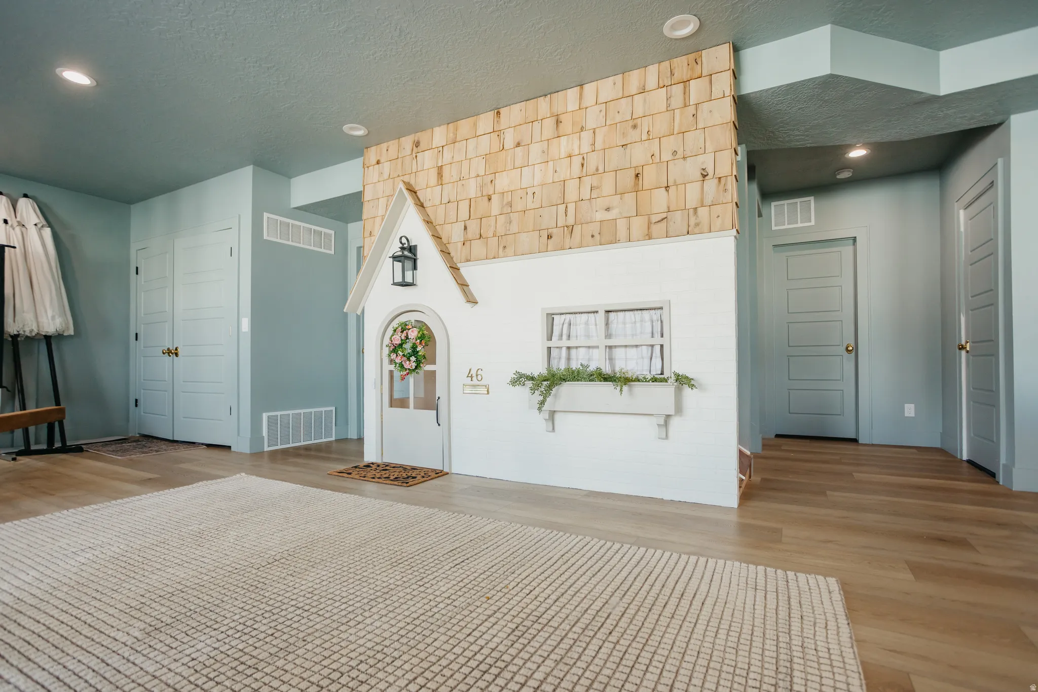 Wood-finish flooring throughout
