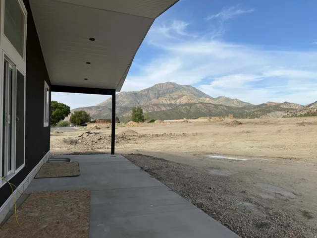 Covered patio with integrated recessed lighting