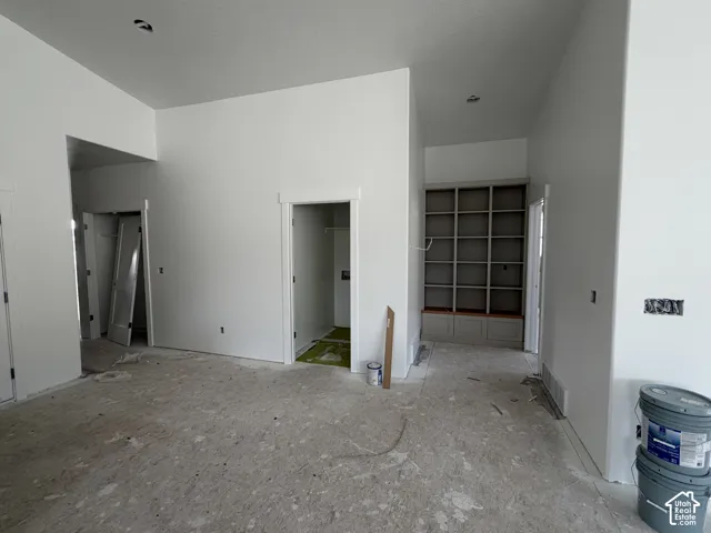 Built-in shelving with integrated bench seating