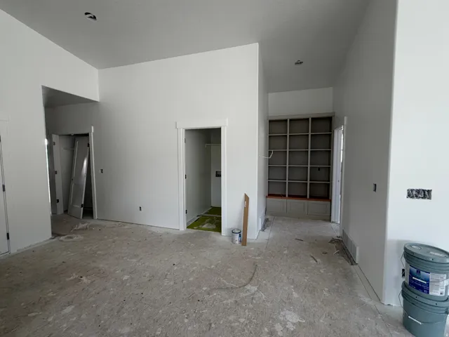Built-in shelving with integrated bench seating