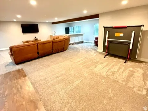 Extra-large family room in the basement