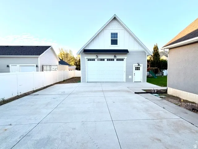 Detached garage with livable space above stairs