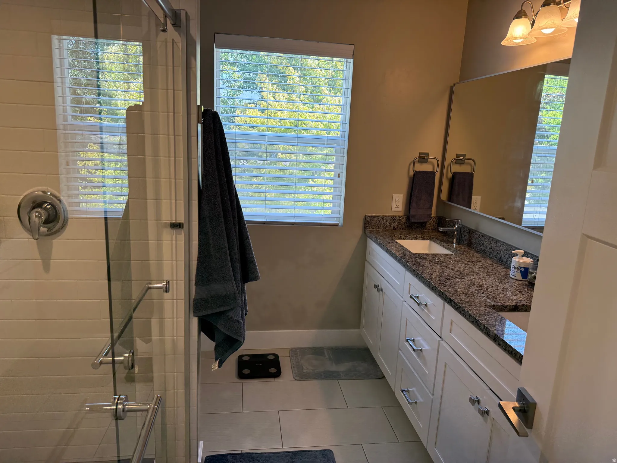 Primary Walk-in shower with clear glass enclosure
