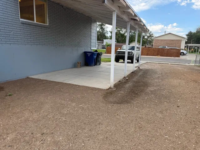 Covered concrete patio