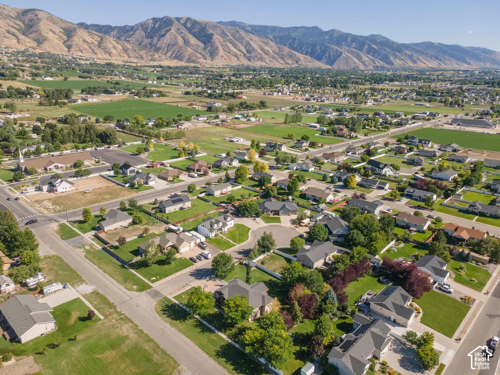 Expansive residential area with a prominent mountain backdrop