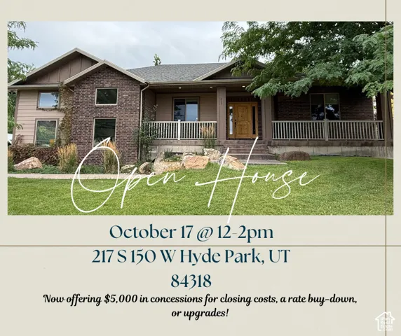 Open House Advertisement. Outlining property address, event date, time, and financial incentives for the property