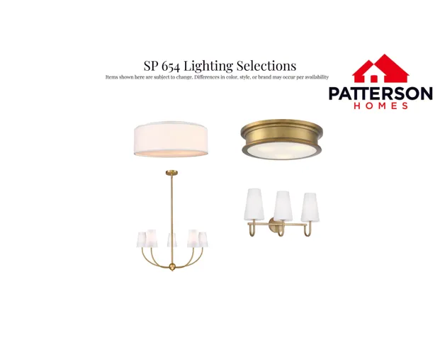 Lighting Selections Document. Displaying available lighting fixtures for the property