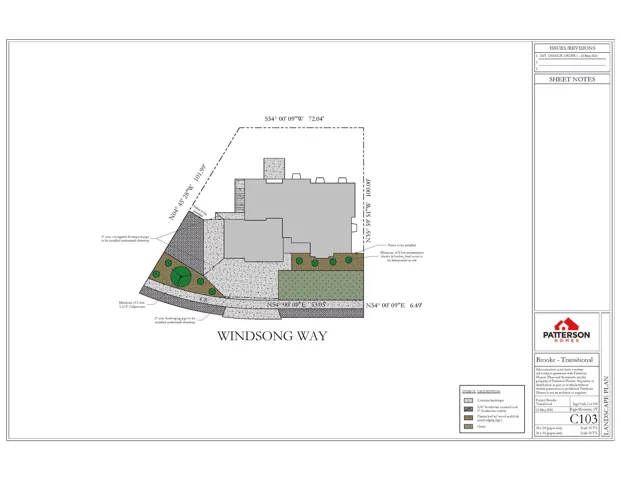 Site Plan. Depicting the property layout, building footprint, landscaping areas, and access points relative to Windsong Way