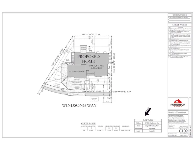 Site Plan. Presenting the layout of the proposed home on the property, including lot dimensions and street access