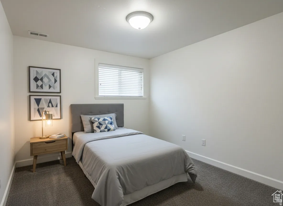 Wall-to-wall carpeting with a low-pile finish