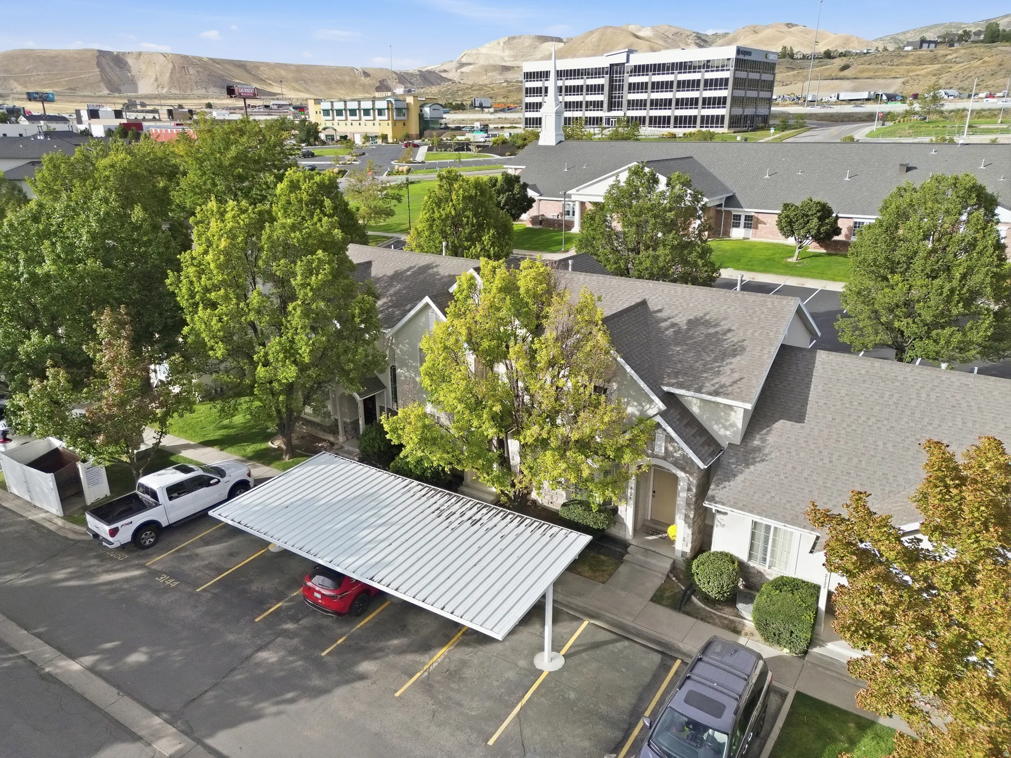 Aerial view of front of area