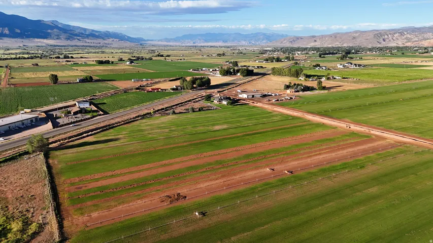 Expansive agricultural acreage featuring cultivated fields and a rural road