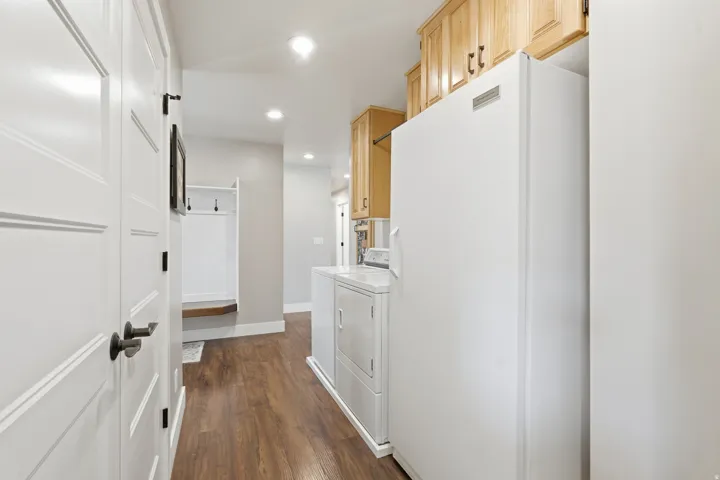 Wood-finish flooring throughout