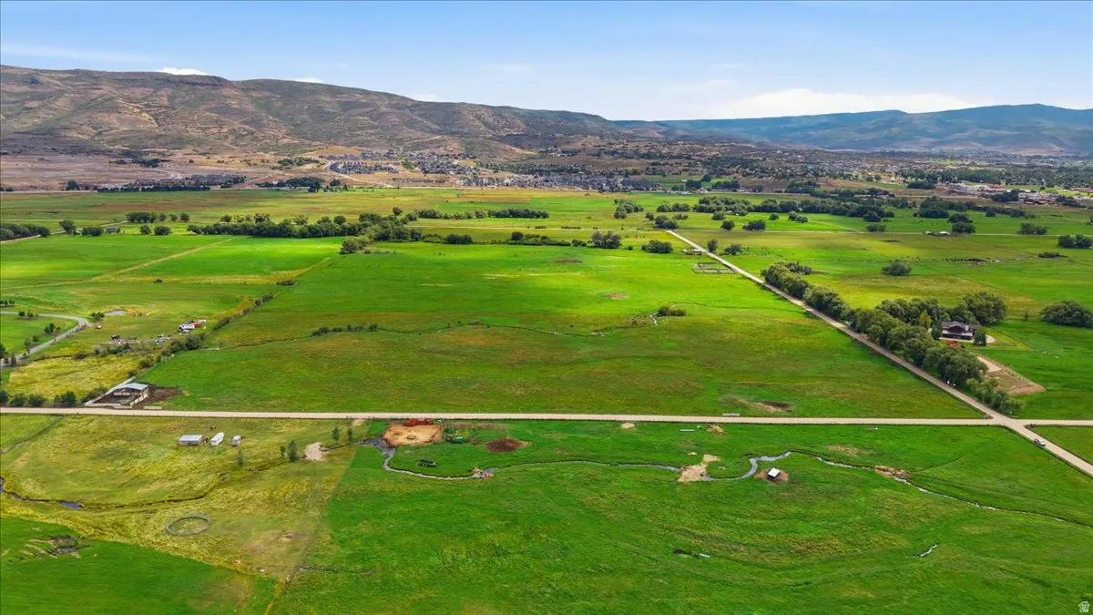 Expansive verdant fields with distant mountainous terrain