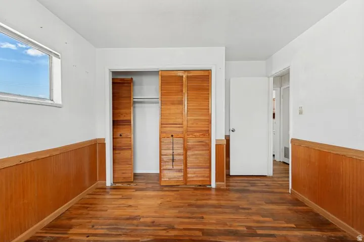 Wood-finish flooring with coordinating wainscoting