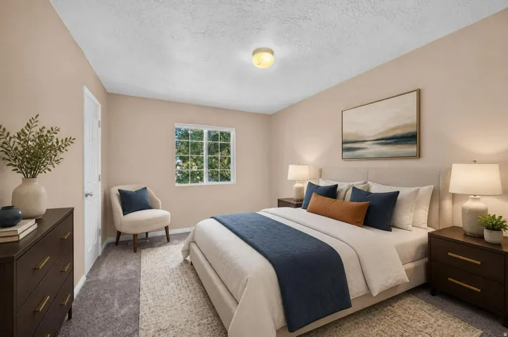 Soft neutral wall tones with carpeting