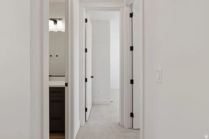 Interior doorway with dark bronze hardware