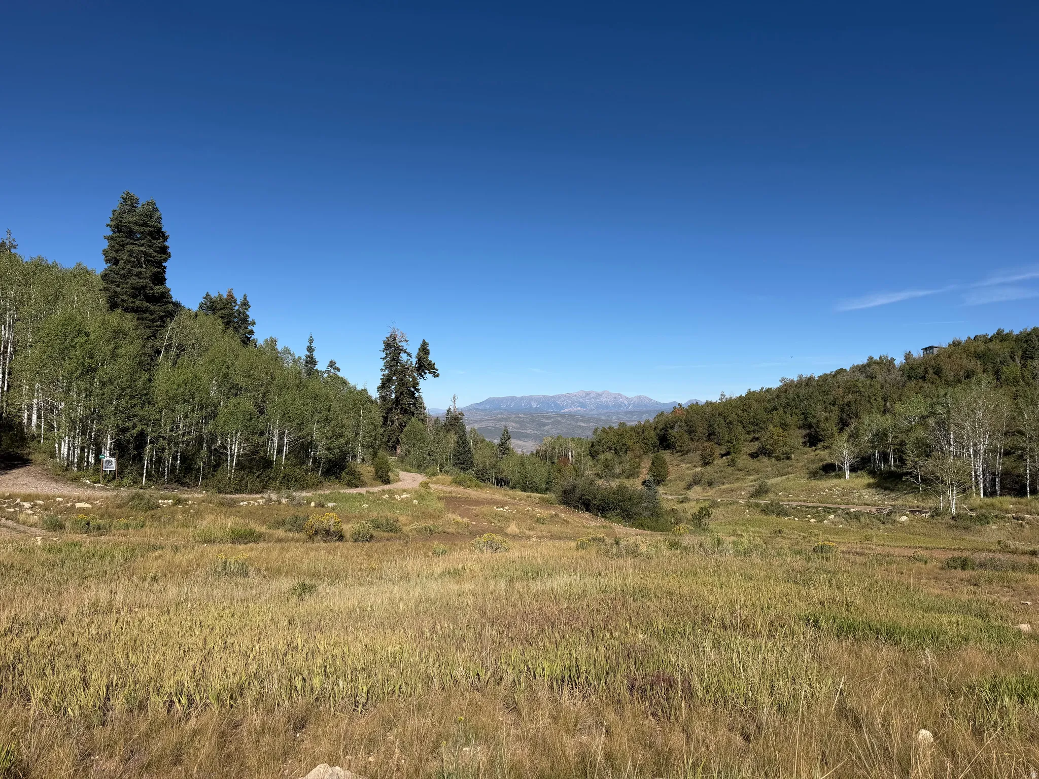 Nearby open meadow and riding trails