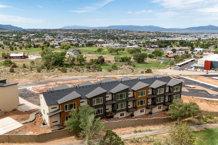 Contemporary townhome development featuring multi-level units