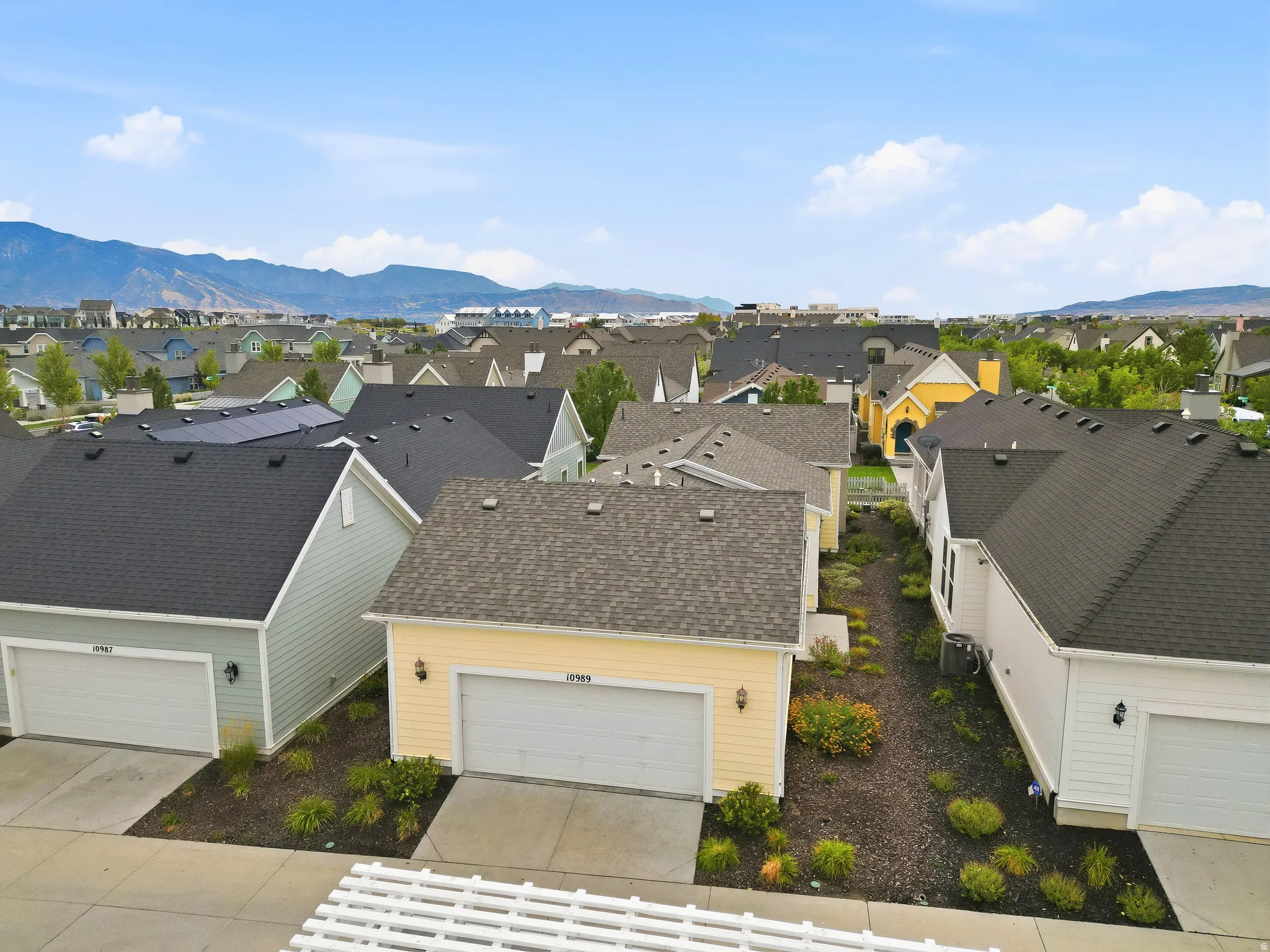 Mountain backdrop with residential properties
