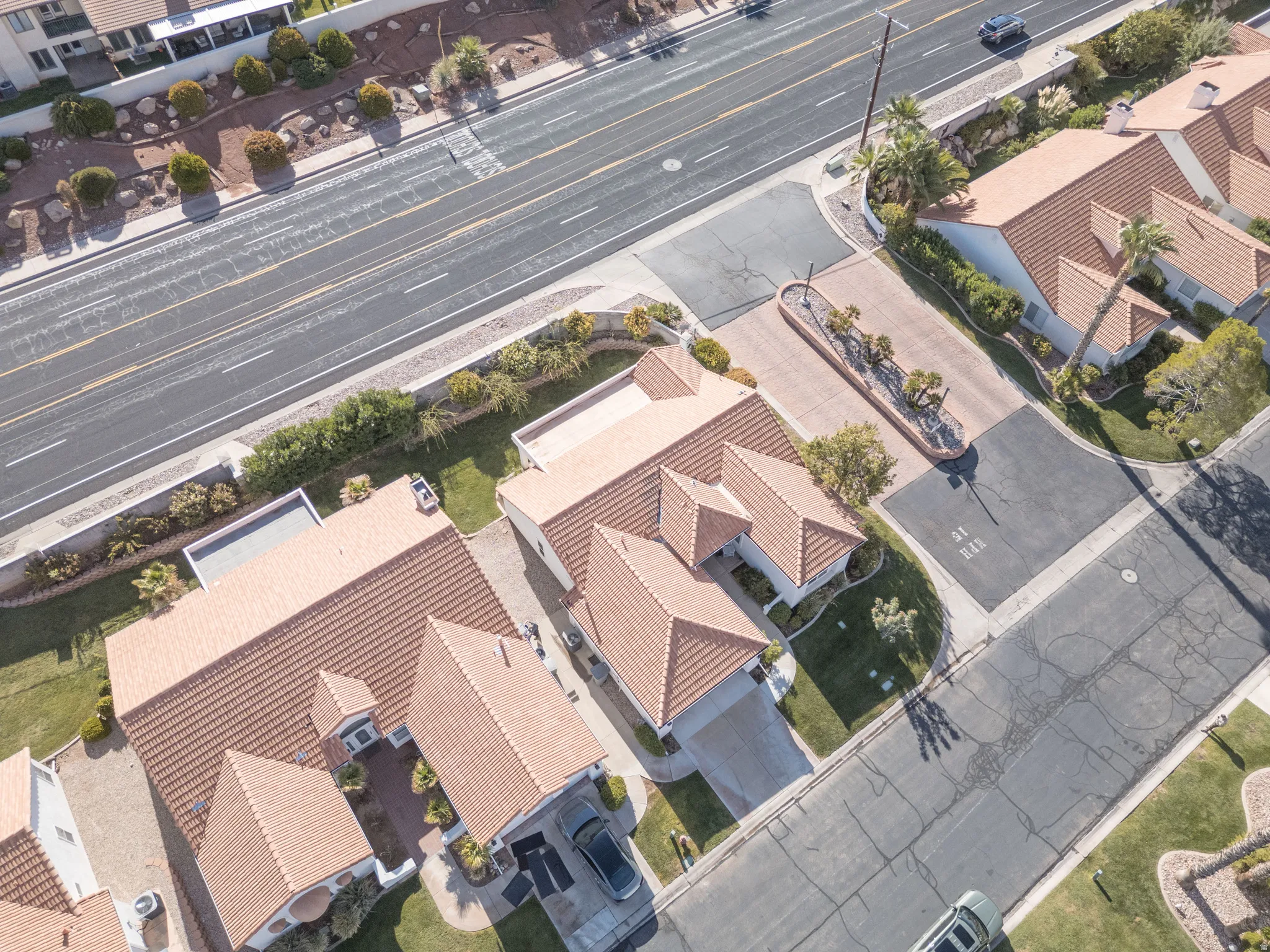 Tile roofing and integrated two-car garage