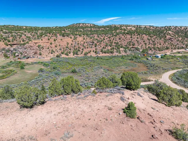Expansive natural landscape featuring rolling hills, varied vegetation, and a winding unpaved road