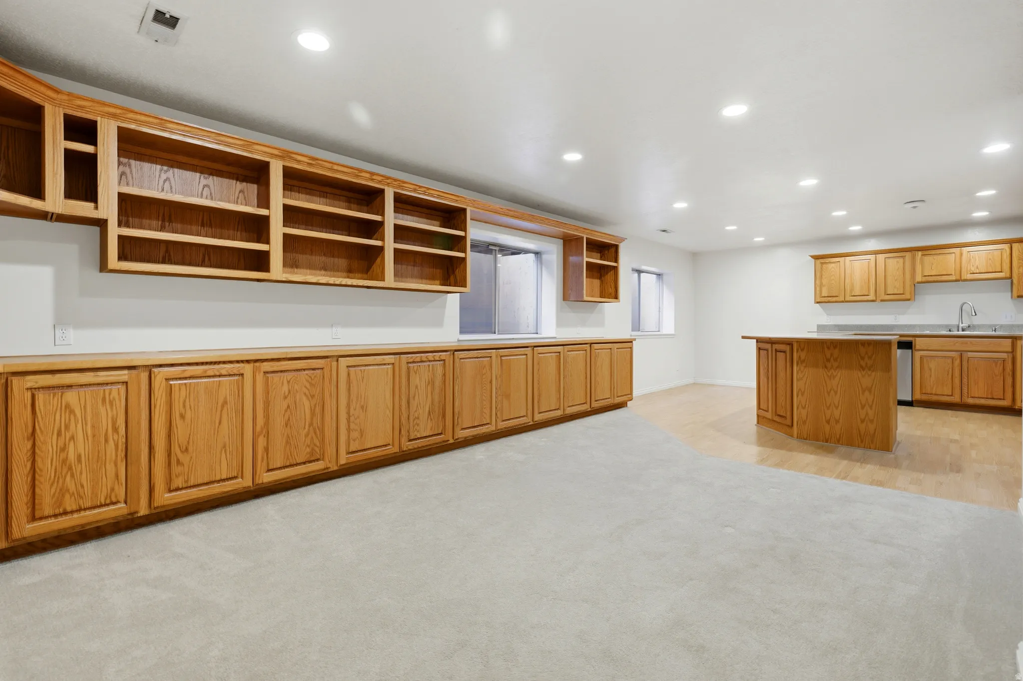 Basement Family Room With Built-ins