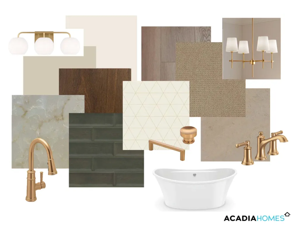 Design Board. Displaying a collection of material samples and fixtures for property finishes