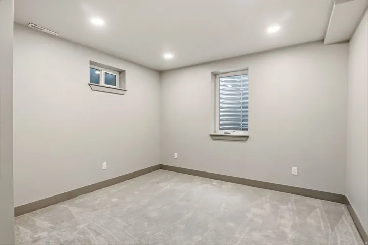 Large bedroom with 8' + ceiling heights