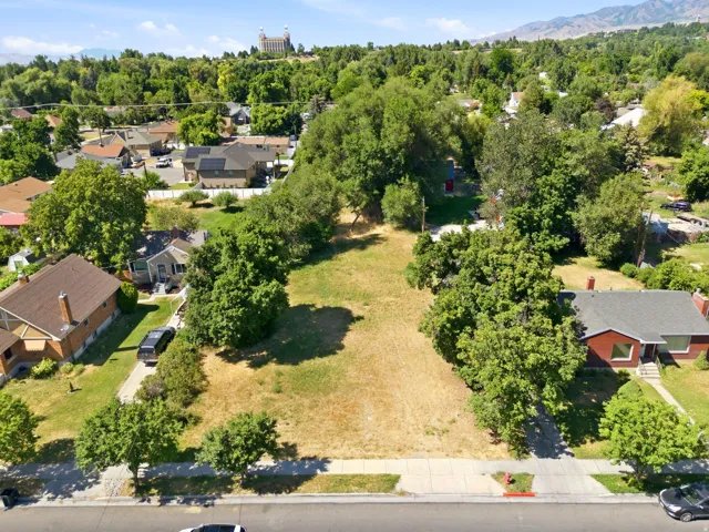 Expansive lot with mature trees, established neighborhood setting, and mountain backdrop
