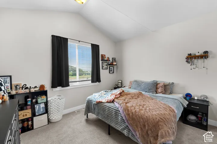 Vaulted ceiling with a flush-mount light fixture