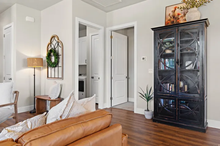 Wood-finish flooring throughout