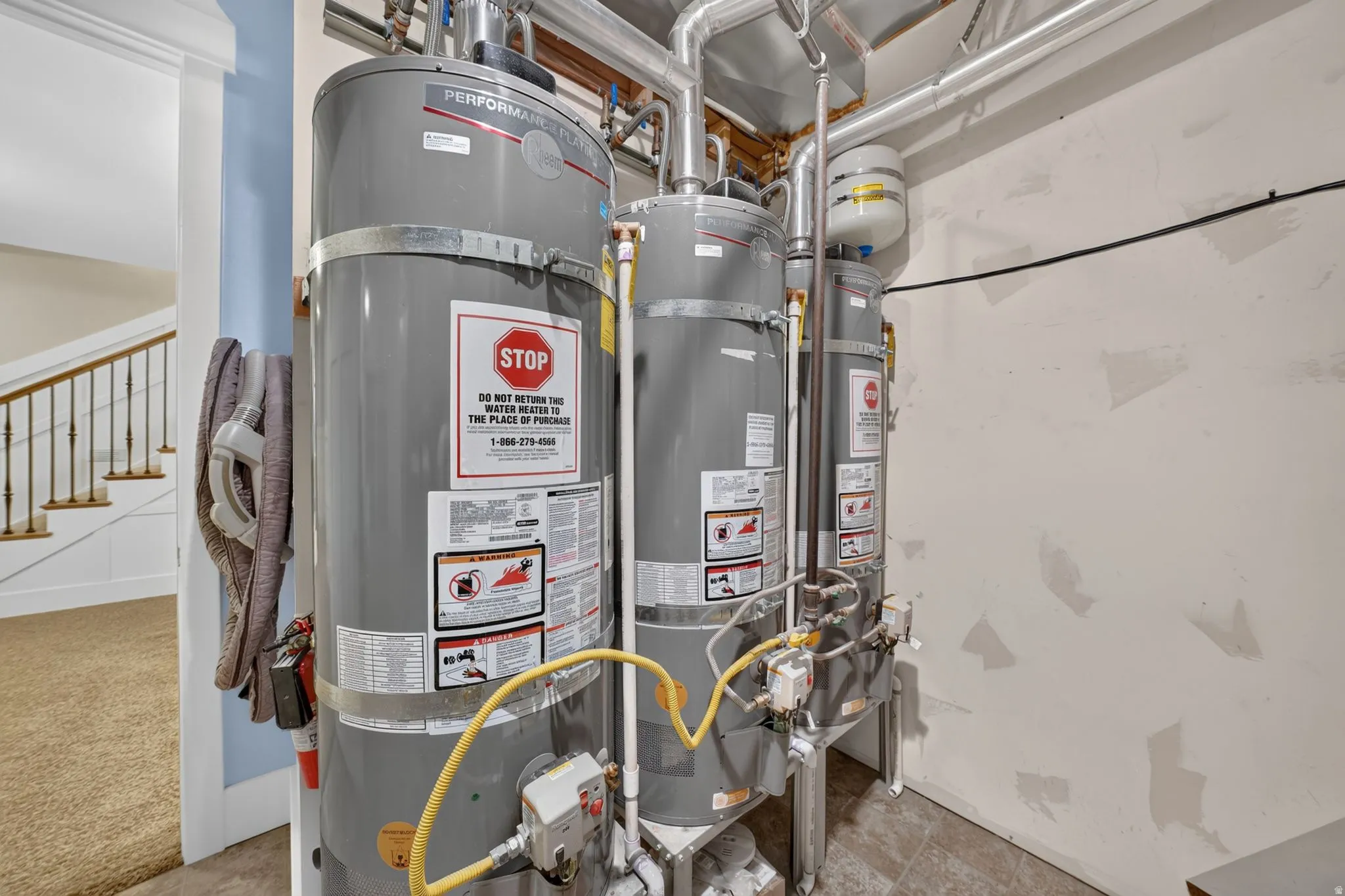 3 water heaters,