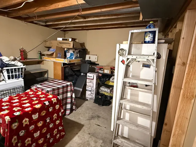 unfinished basement room.