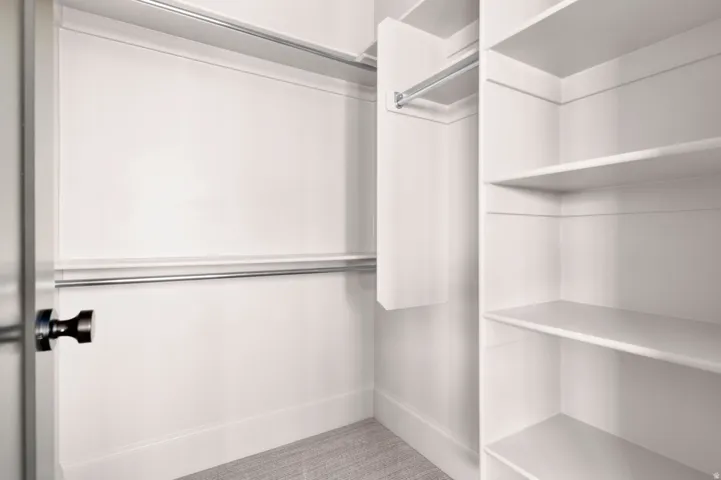 Built-in closet shelving and hanging rods