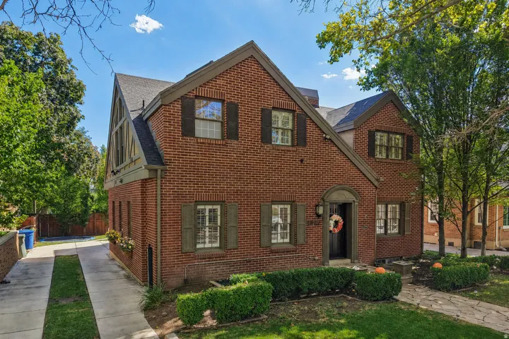 Brick exterior with contrasting dark trim
