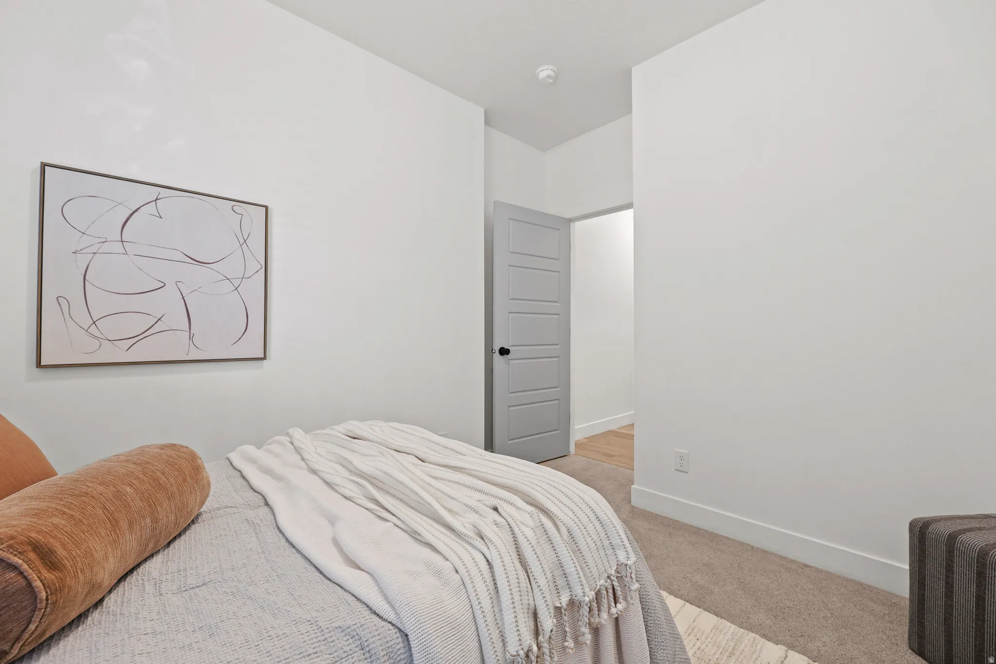 Bedroom #2 Neutral wall color, carpeted flooring, paneled interior door, and recessed lighting
