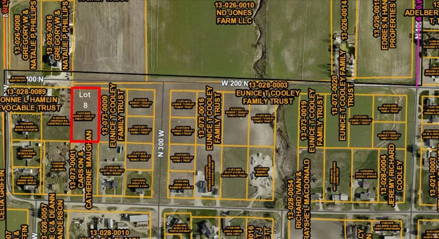 Plat Map. Illustrating property boundaries and ownership information for the specified parcels
