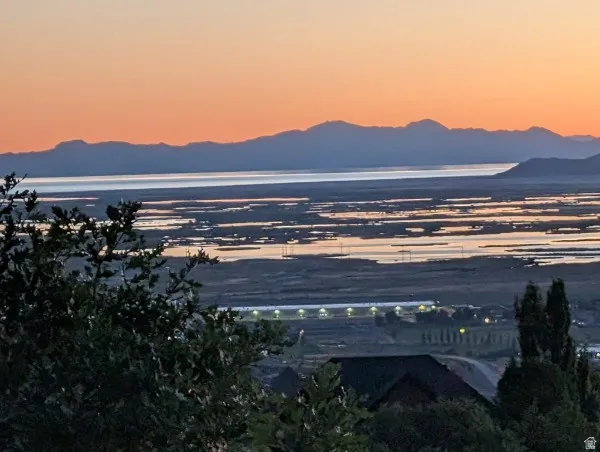 Expansive water and mountain scenery