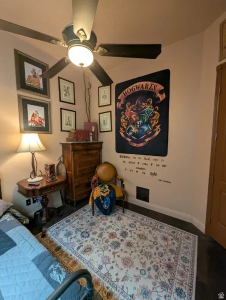 Harry Potter basement badroom wint ceiling fan with integrated lighting