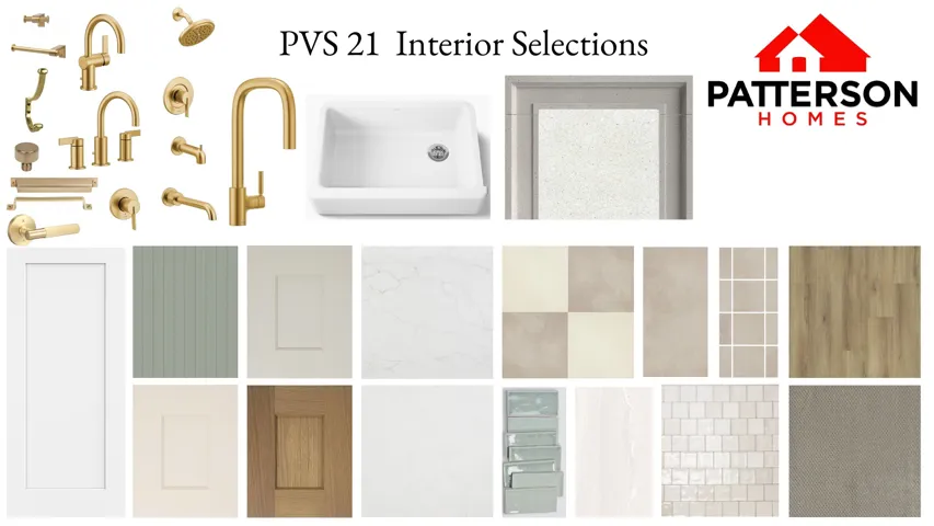 Interior Selections Document. Displaying a range of fixtures and finishes for the property