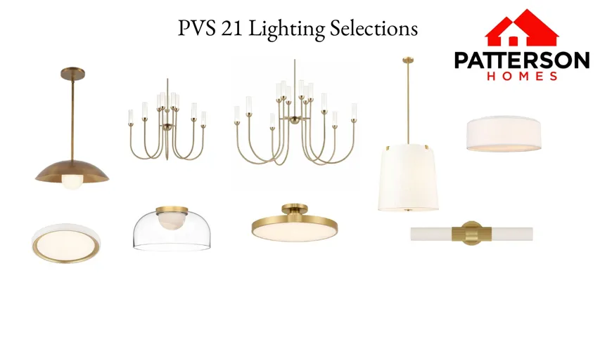 PVS 21 Lighting Selections. Displaying various lighting fixtures available for the property