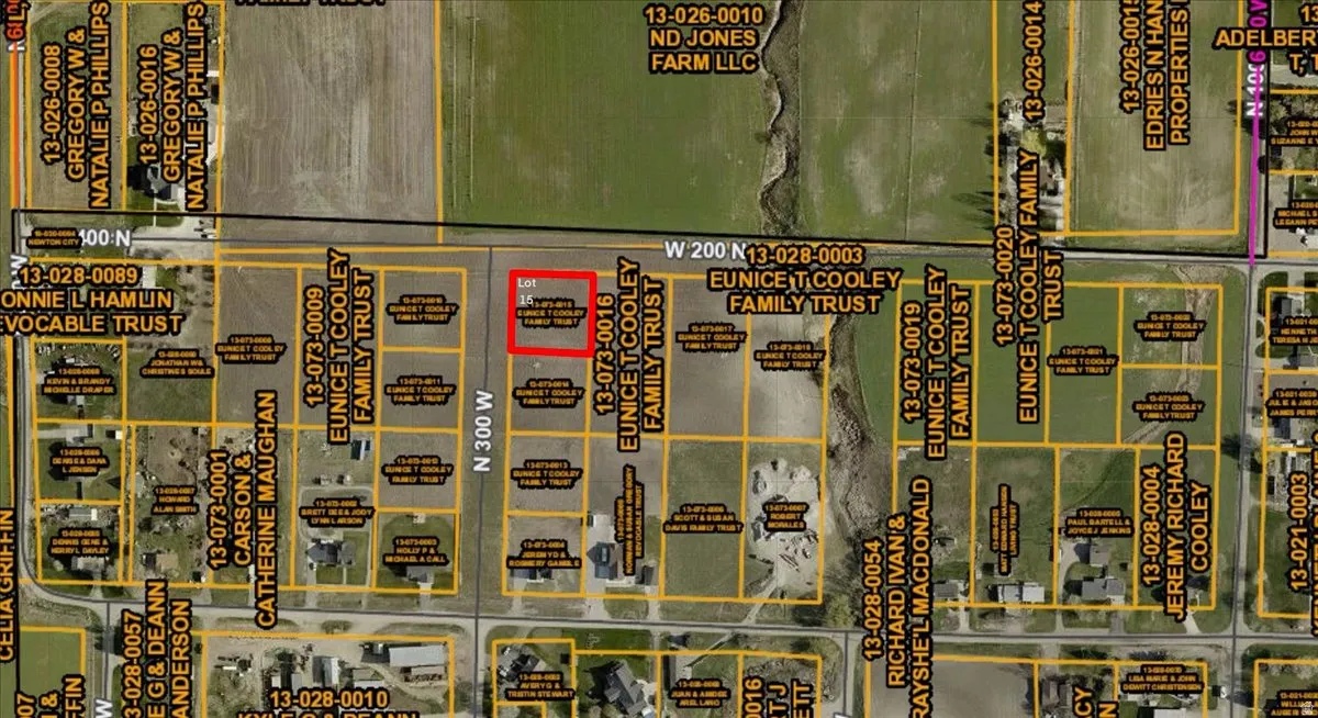 Plat map. An aerial overview displaying property boundaries, parcel identifiers, and owner details